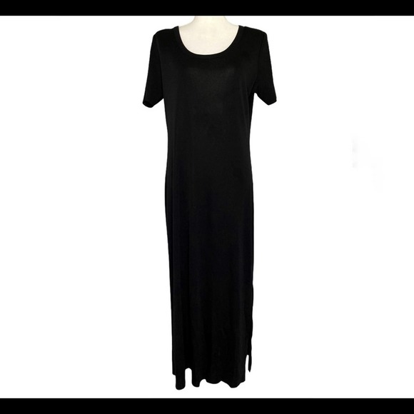 Exclusively Misook Black Scoop Neck Maxi Sheath Knit Dress (M) - Picture 2 of 9